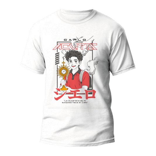Playera Edición Especial San Carlo Acutis Blanca - Corte Recto