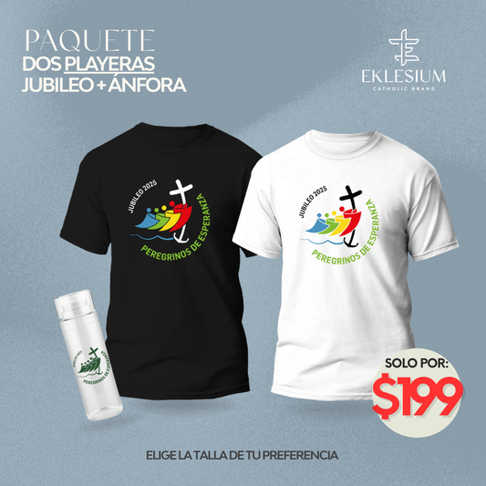 PAQUETE OFERTA JUBILEO 🔥 2 PLAYERAS + ÁNFORA